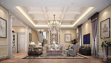 觀瀾高爾夫翡翠灣美式風格1427平裝修效果圖