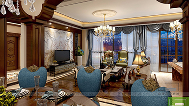 城建仁山智水簡歐風(fēng)格180平裝修實(shí)景圖